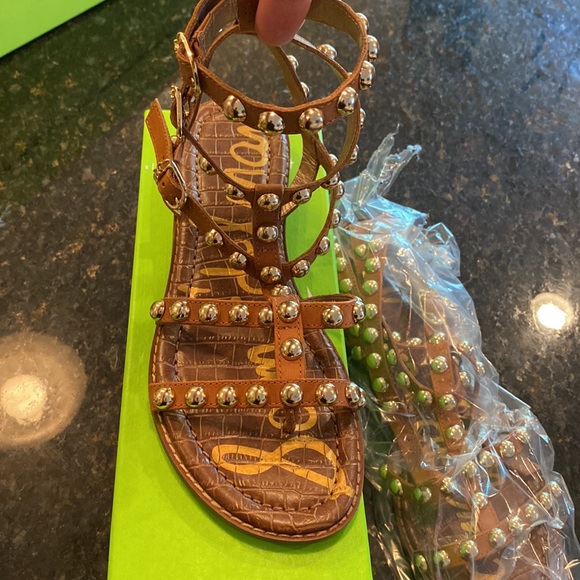 Sam Edelman Studded Strappy Eavan Sandal NIB Sz 7.5 Spiced Clay (Brown/Gold) - Picture 4 of 10
